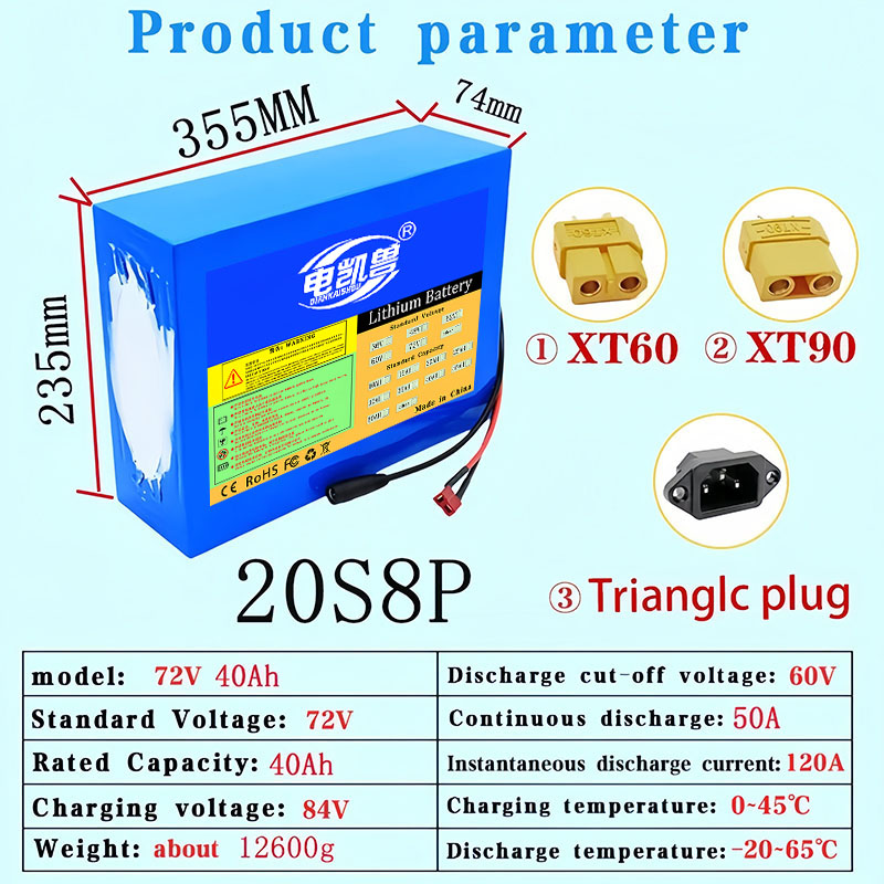 72V 40Ah 30Ah 20Ah 10Ah 21700  - 60V 50Ah Electric Scooter Battery ulasan dan harga